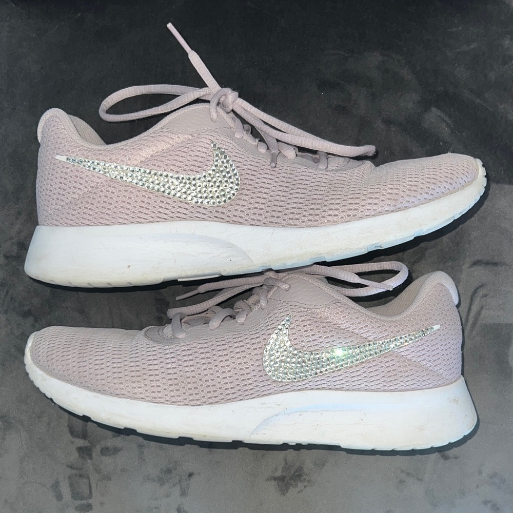 Rhinestone Nike Mauve Women's Sneakers with Silver Swoosh